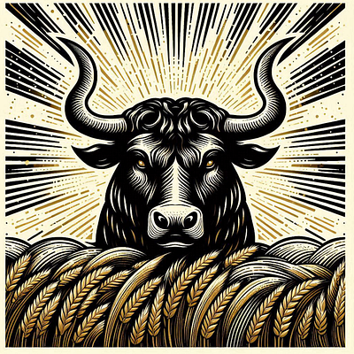 Taurus In Crops branding logo zodiac