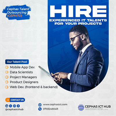 Cephas Talent Outsourcing branding cephas cephas talent outsourcing design experience flyer graphic design hire illustration logo outsourcing pool skill tab talent tech typography vector