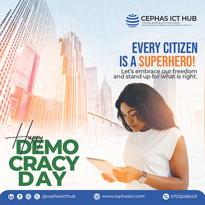 Democracy day branding building cephas citizen day democracy design effect flyer graphic design happy logo superhero tech typography vector