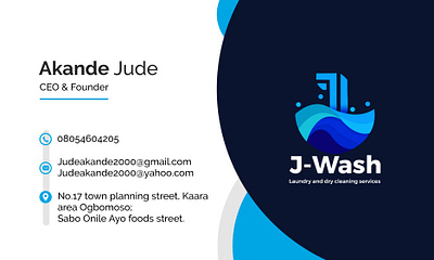 J-wash card akande jude branding business card design dry cleaning flyer graphic design j wash laundry logo typography vector