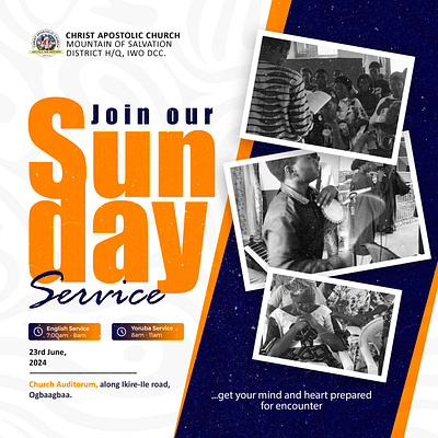 Sunday service cac church design flyer graphic design join logo salvation service sunday typography