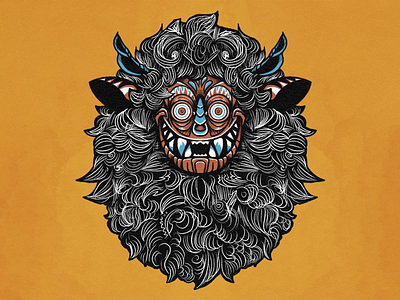 "Yeti the Shaman" creature illustration mask yeti