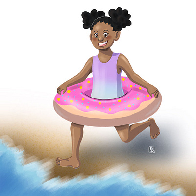 Tube Girl 2d beach coast girl illustration inntertube procreate summer tube