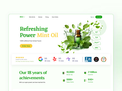 Ui tamplate for Refreshing Power Mint Oil 3d animation designtrends graphic design motion graphics ui