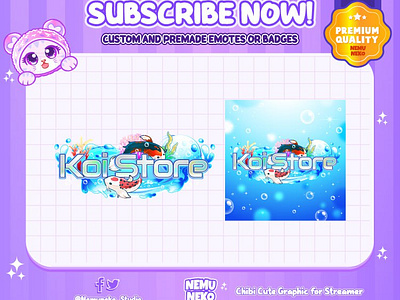 🌊Custom Vtuber Logo Text by Nemuneko Studio🐠 animation brand identity branding chibi emotes custom design cute emotes design digital illustration graphic design illustration logo twitch emotes