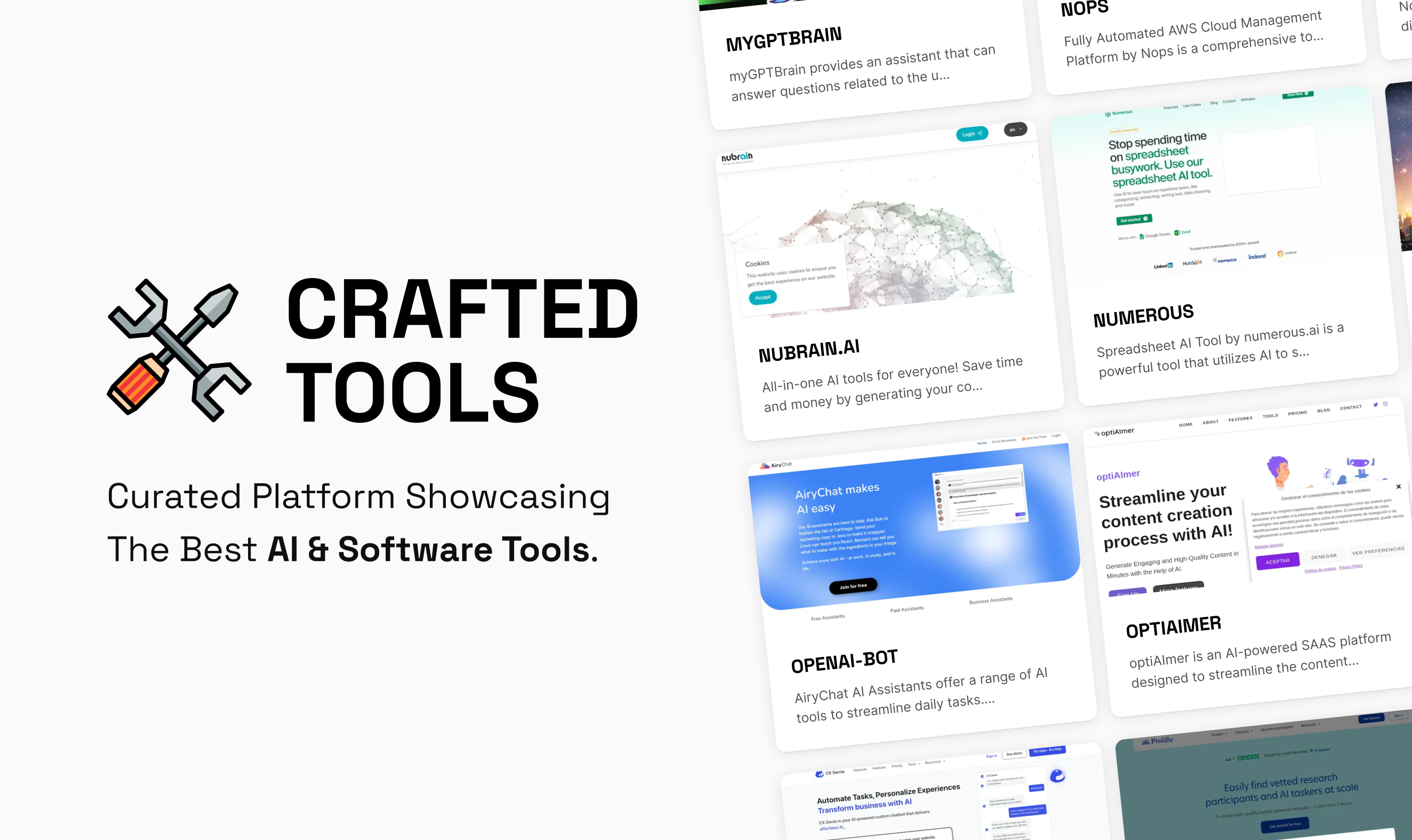 CRAFTED TOOLS - Top AI & Software Tools ai best crafted tools dark directory light showcase software tools top