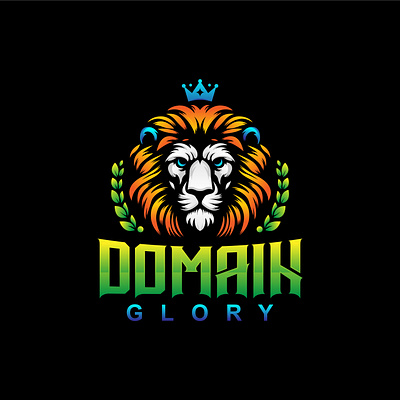 Domain Glory Logo cool lion face glory logo king logo lion face lion face front logo lion logo