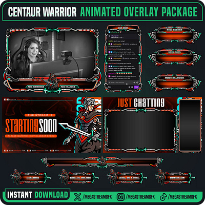 Centaur Warrior Stream Overlay Pack- Heroic Fantasy Overlays mythical overlays