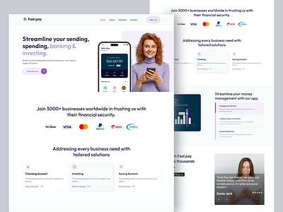 Finance Landing Page bank banking banking website finance landing page finance mobile app finance website fintech web design fintech website home page landing page online banking ui ui design uiux web design