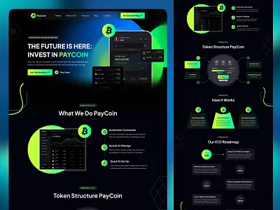 ICO Crypto Landing Page bitcoin blockchain website crypto currency crypto exchange litecoin crypto landing page crypto market dark theme landing page landingpage modern layout ui ux web design website ui