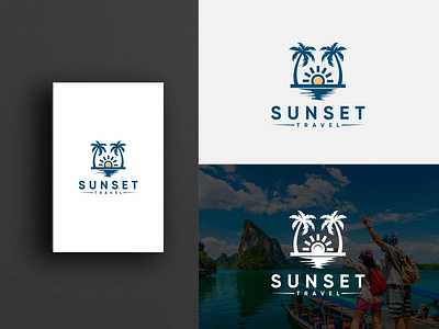 Sunset travel logo. Travel agency logo design. beach express graphic design illustration logo design sea sunset tour travel travel agency travelling trip water