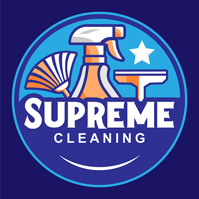 Supreme Cleaning circular logo clean cleaning items cleaning logo cleaning services logo mop logo shower logo smiley logos start cleaning supreme cleaning supreme logo