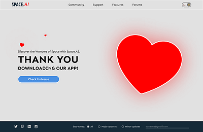 Space.AI Thank You Page – Designed for Engagement and Gratitude animation appdesign applandingpage branding dailyui design designinspiration figma graphic design landingpage logo ui uidesign webdesign website websitedesign