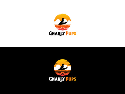 Gnarly Pups beach logo dog logo dog surfing logo pet beach pet care pet logo surfing logo