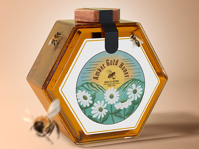 Amber Gold Honey adobe art artwork bee branding design dribbble honey illustration nature packaging