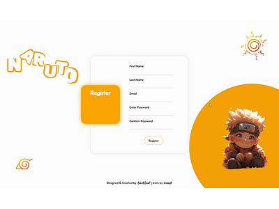 Naruto Register Template 2024 animation css dark soul darksoul design form html js register registration page responsive sign up signup trends ui ux web design webdesign website template