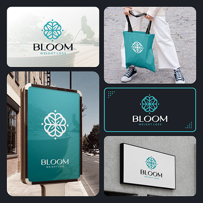 Bloom weight loss branding framansi graphic design logo medis vektor