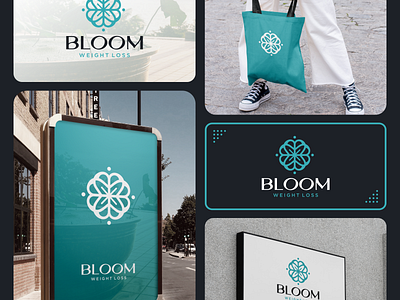 Bloom weight loss branding framansi graphic design logo medis vektor