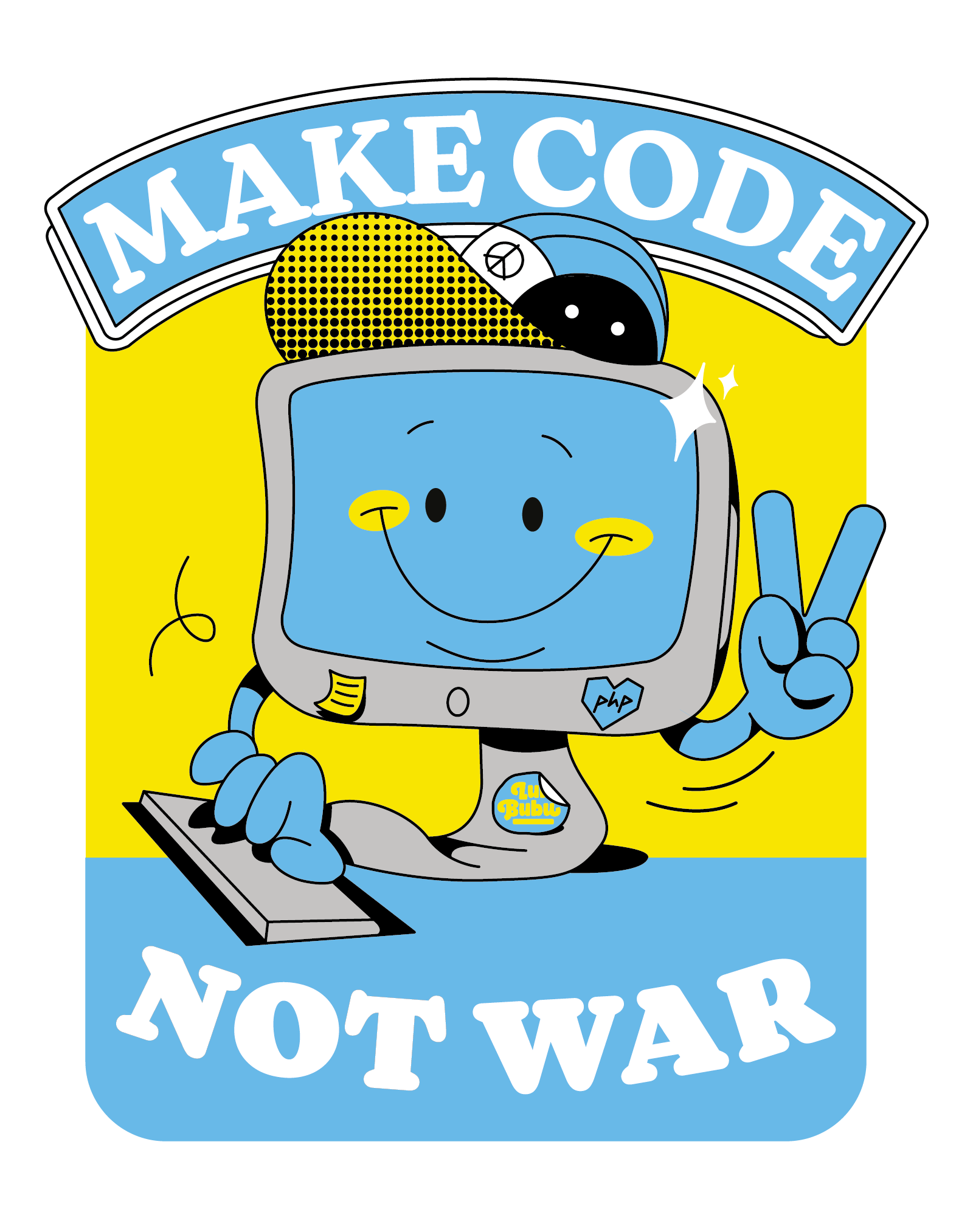 Make code not war design graphic illustration