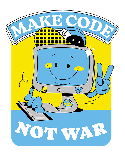 Make code not war design graphic illustration