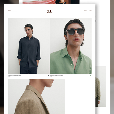 ZU - Concept branding clothing design fashion interface minimal old money ui web design
