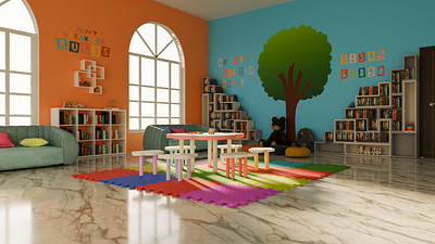 KIDS LIBRARY 3d blender cycles interior design render