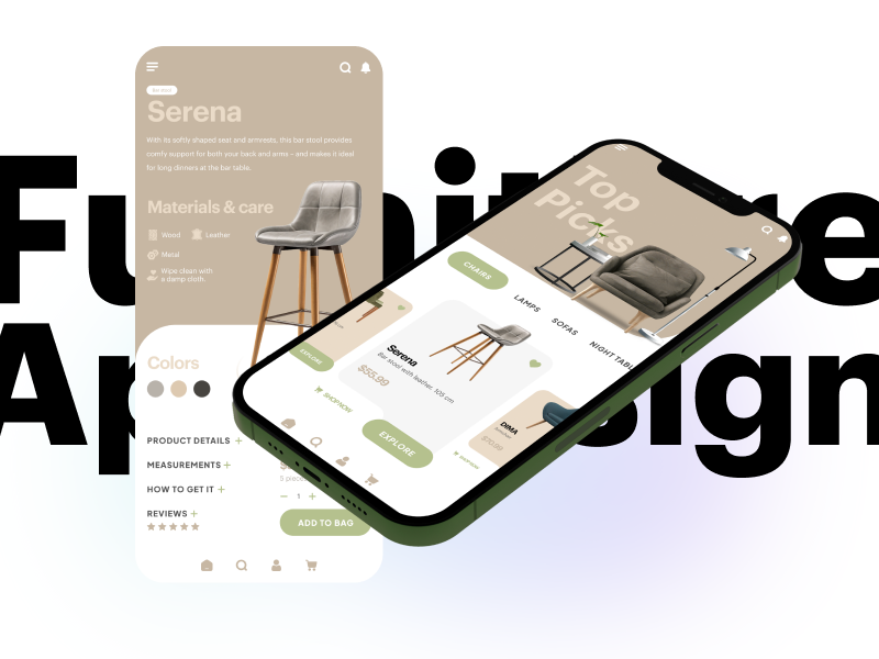 Modern Furniture App Design: UI UX Concept app design figma furniture mobile mobile app modern ui user experience user interface ux