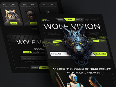 Wolf Vision (AI Generator web) Ui Web 3d ai aigenerator animation branding designer motion graphics ui uidesign uiux uiuxdesign userexperience userinterface userinterfacedesign uxdesign webdesign webui wolf