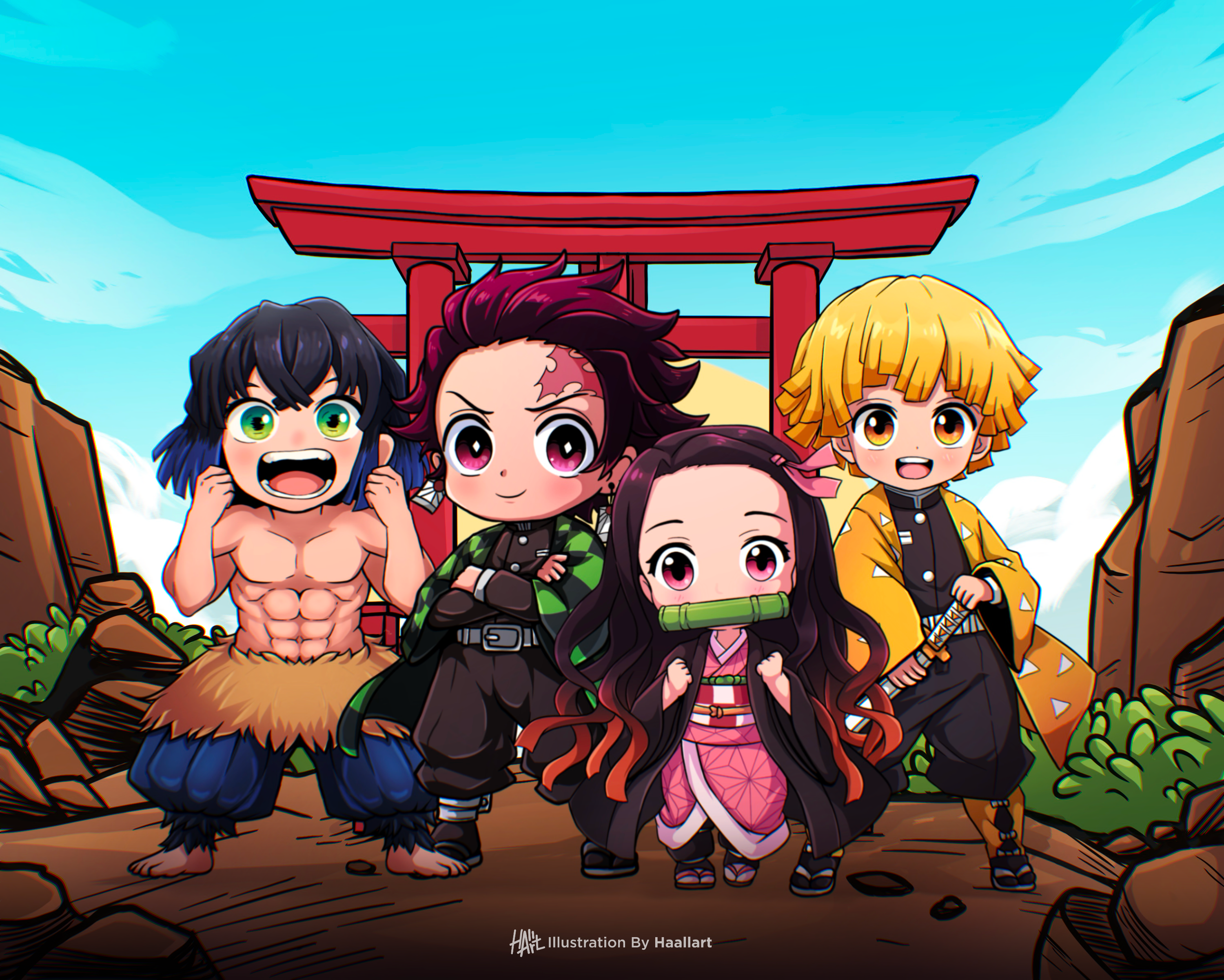Demon Slayer..!! anime art cartoon characters chibi cute demon slayer digital art digitalart illustration illustration art japan mascot popart tanjiro