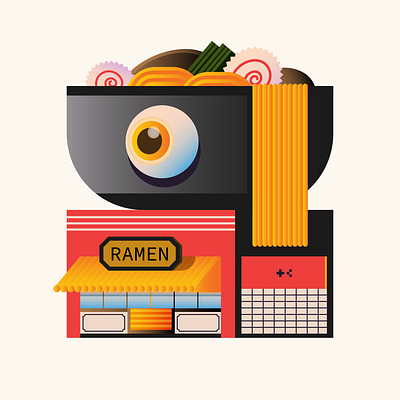 Ramen Shop architecture branding character design digital edition ethereum eye front icon illustration indonesia japan minimal nft opensea ramen red shop vector