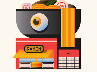 Ramen Shop architecture branding character design digital edition ethereum eye front icon illustration indonesia japan minimal nft opensea ramen red shop vector