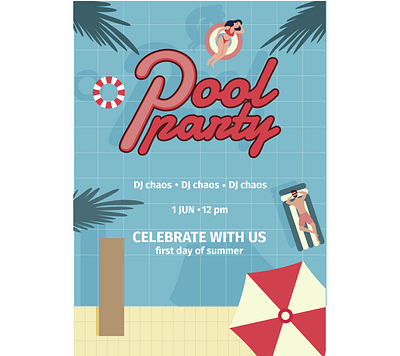 Pool party poster graphic design hot pool poolparty poster posterdesign summer