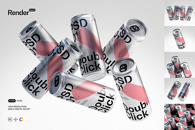 Metallic Soda Can Mockup Set alcohol aluminum beer beer can beverage can can mockup cola drink food food can metallic ml mockup packaging mockups product soda soda bottle soda can soda can mockup