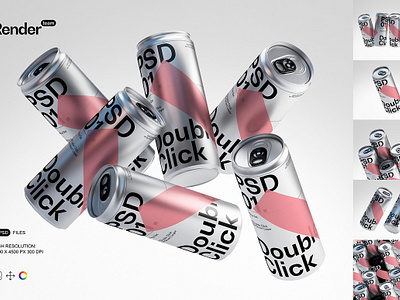 Metallic Soda Can Mockup Set alcohol aluminum beer beer can beverage can can mockup cola drink food food can metallic ml mockup packaging mockups product soda soda bottle soda can soda can mockup
