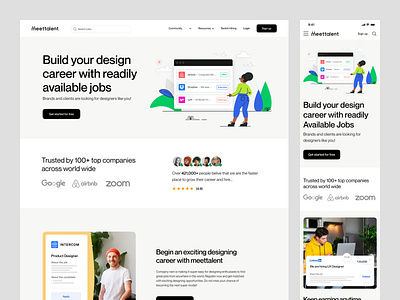 Meettalent - Landing page branding careeropportunities design designjobs designjobs meettalent designondribbble illustration landingpage logo meettalent meetup minimal productdesing rebound trending typography ui ux web website