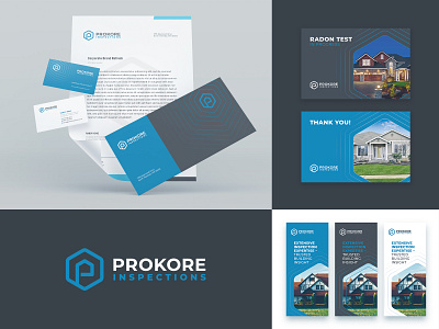 Prokore Inspections Logo & Identity / 2018 bcard branding envelope graphic design home house identity inspections letterhead logo monogram symbol