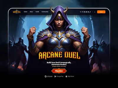 Arcane Duel Card Game Web Landing Page branding design game graphic design illustration landing page ui web design website