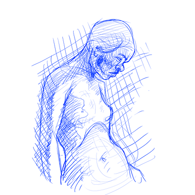 Blue sketch anatomy art conceptart digitalart drawing illustration