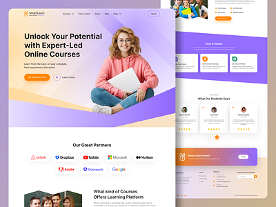 Online Course - Landing page courseofferings creativedesign designinspiration digitalcourses educationalwebsite elearning graphicdesign interactivedesign landingpagedesign learnonline onlinelearning uipatterns uiux userinterface webdesign