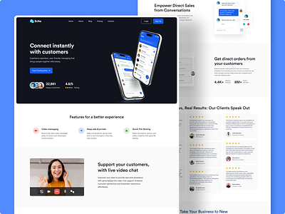 Echo - Chat App Landing Page app landing page chat app dark mode free download landing page landing page mockup mobile app landing page ui ux web design