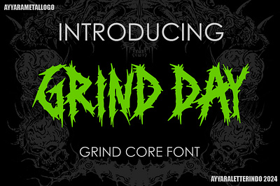 GRIND DAY | GRIND CORE FONT band logo black metal branding clothing clothing brand death metal death metal font design font graphic design grind core grind core font handwritten illustration logo script typography