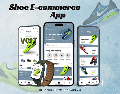 Shoe e-Commerce Mobile App app app design branding e commerce logo mobile app nayeem responsive shoe ui user interface