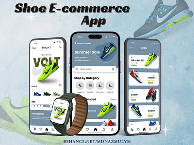 Shoe e-Commerce Mobile App app app design branding e commerce logo mobile app nayeem responsive shoe ui user interface