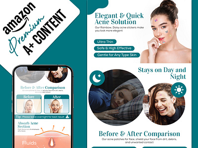 Premium Acne Patch || A+ Content || Amazon Infographics amazon amazon a amazon ebc amazon infographics amazon product branding ebc design enhance brand content graphic design image editing infographics premium a product infographics