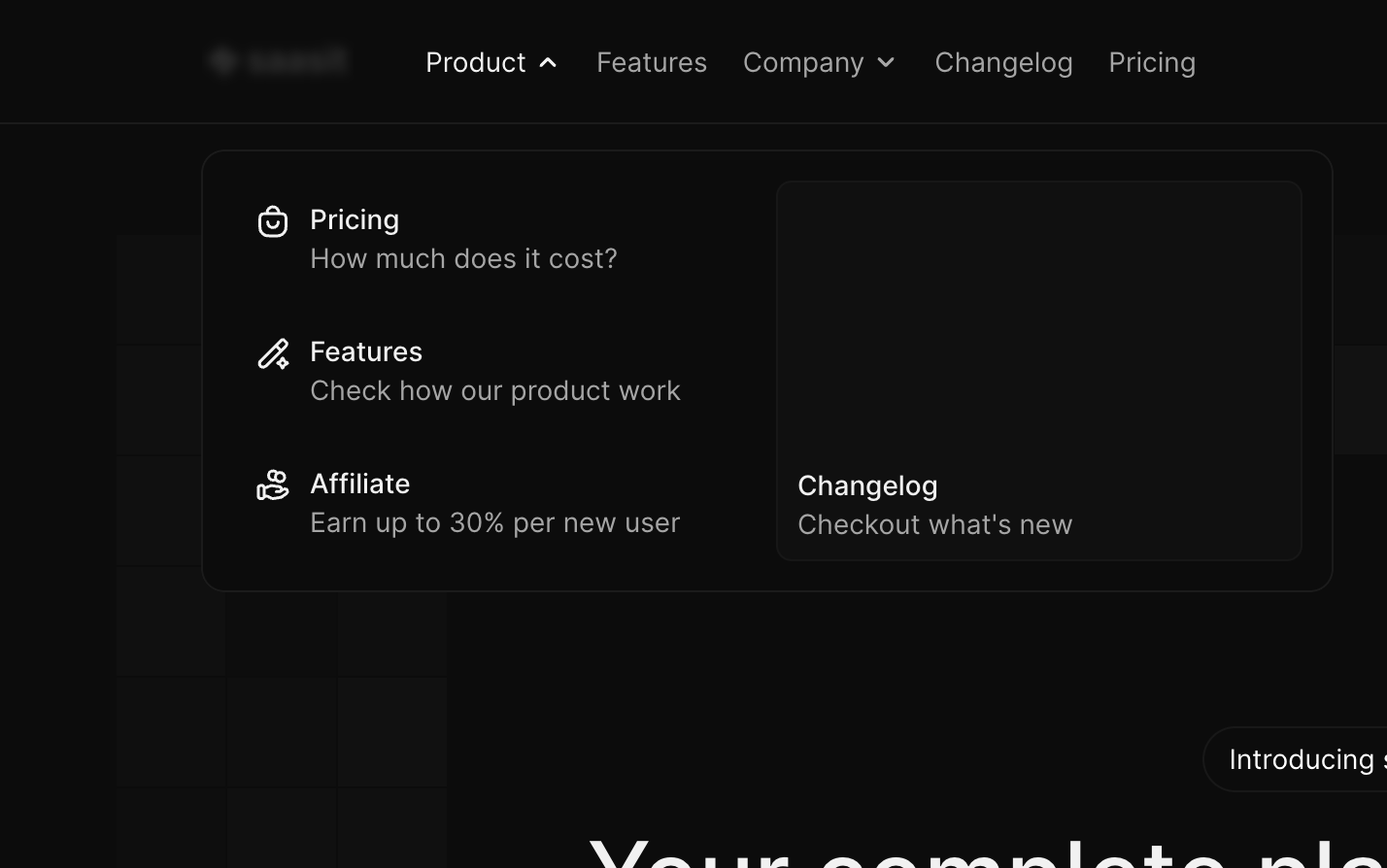 Dropdown Menu – Hue Icons clean dark design dark ui framer framer template free icons freebie home page landing page mega menu mega nav menu nav nav bar navigation ui ui motion ux web design webdesign