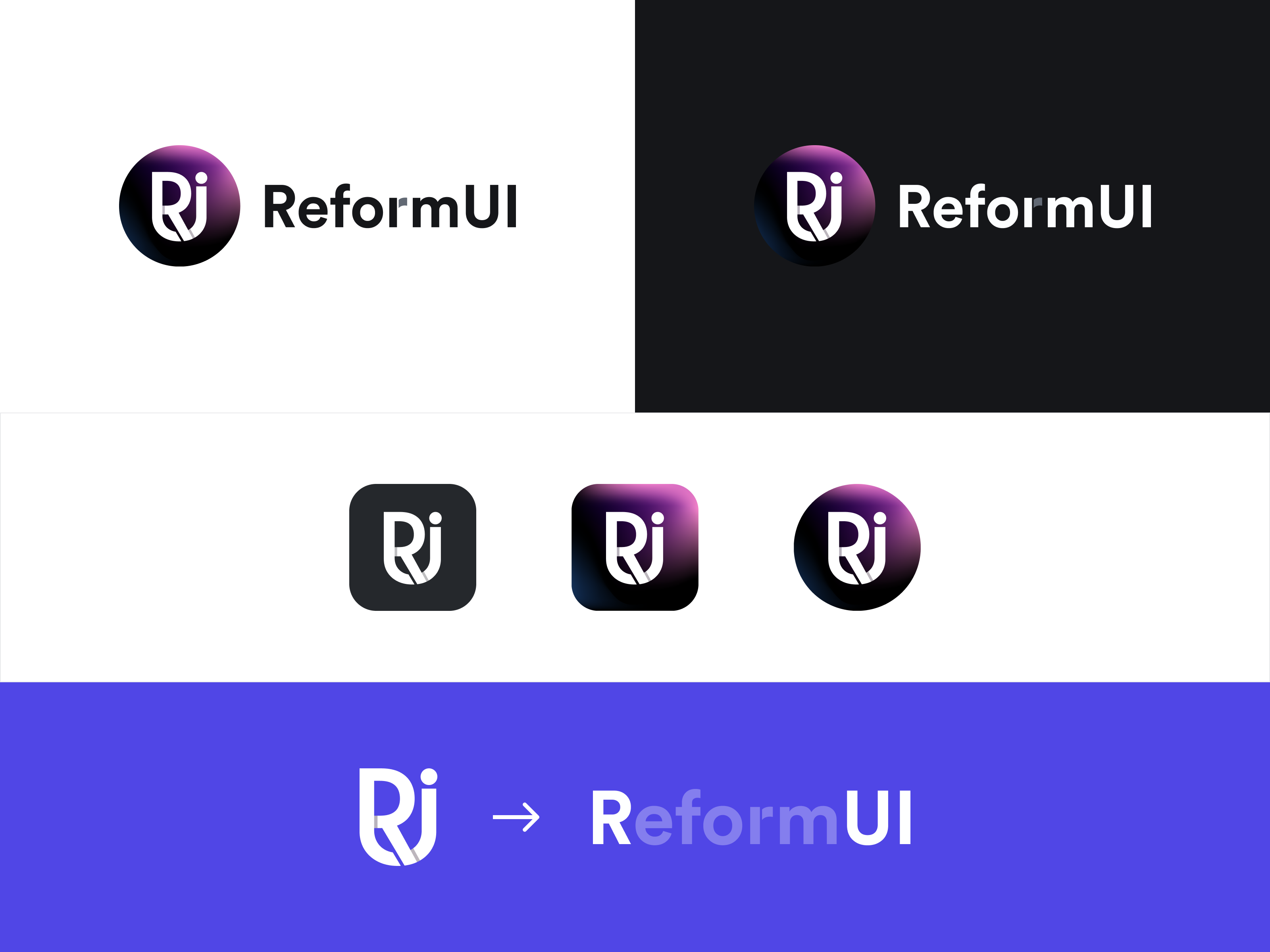 ReformUI Logo branding design system figma logo minimal modern ui design ui kit