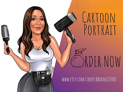 Cartoon Portrait woman | Hairstylist Cartoon Portrait abrang branding cartoon character cartoon creator online cartoon hairstylist woman cartoon logo creators cartoon logo design cartoon logo for business cartoon logo for youtube channel cartoon logo ideas cartoon logo maker cartoon portrait cartoon portrait woman cartoon style cartooning etsy fiverr graphic design hairstylist woman portrait illustration