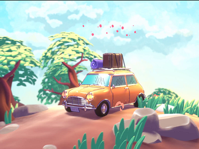 Car Adventure Tutorial 3d animation blender car illustration lettering loop motion process render summer tutorial