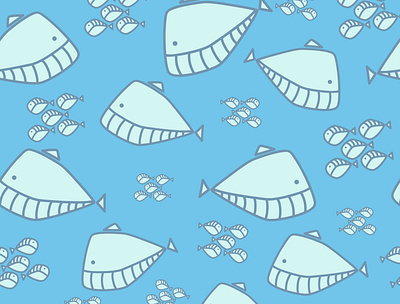 Whale and Little Fish design graphic design illustration kerjanyadesain pattern seamless seamless pattern