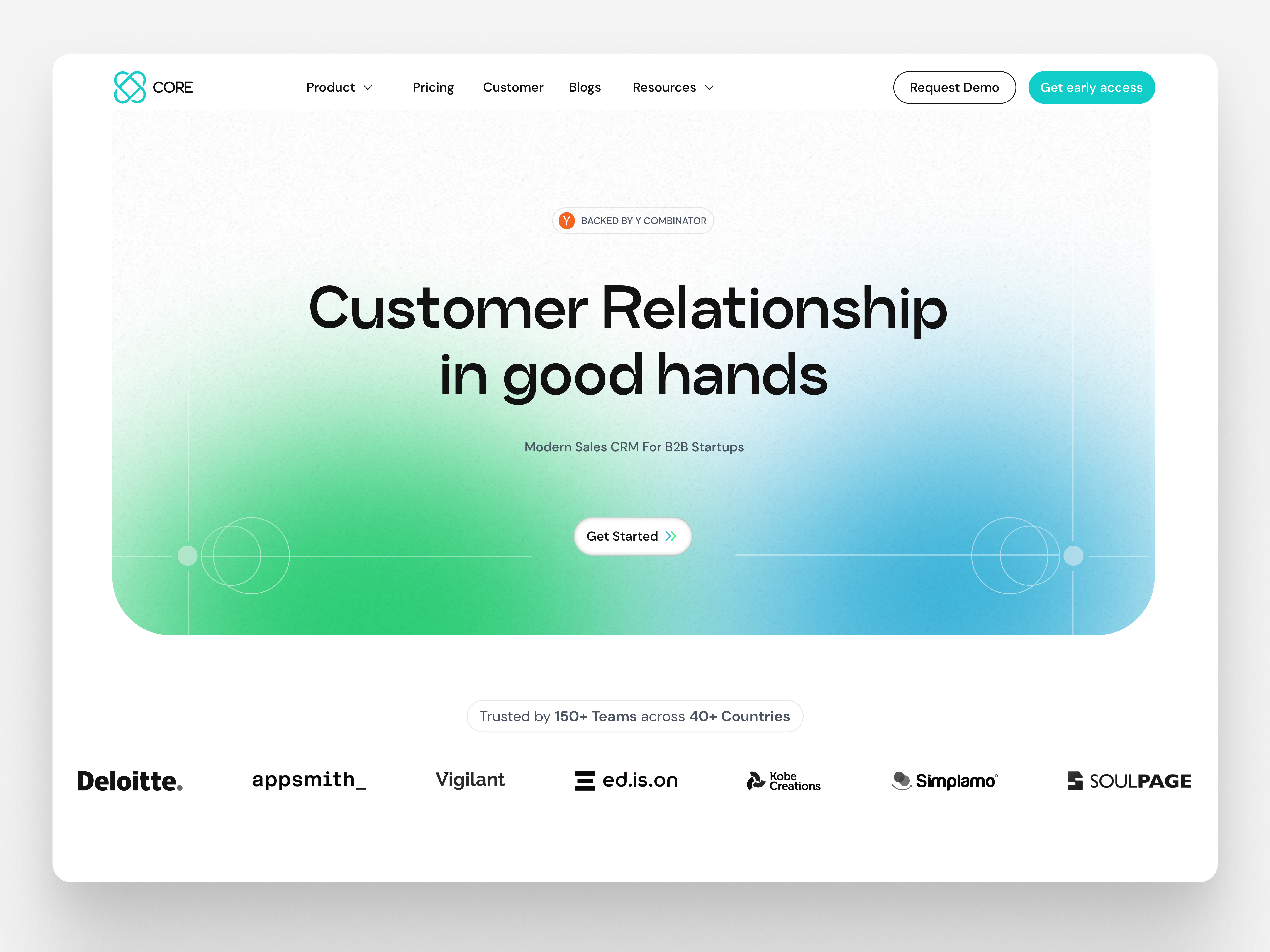 Core - CRM landing page design figma freelance graphic design landingpage logo ui uidesign userinterface